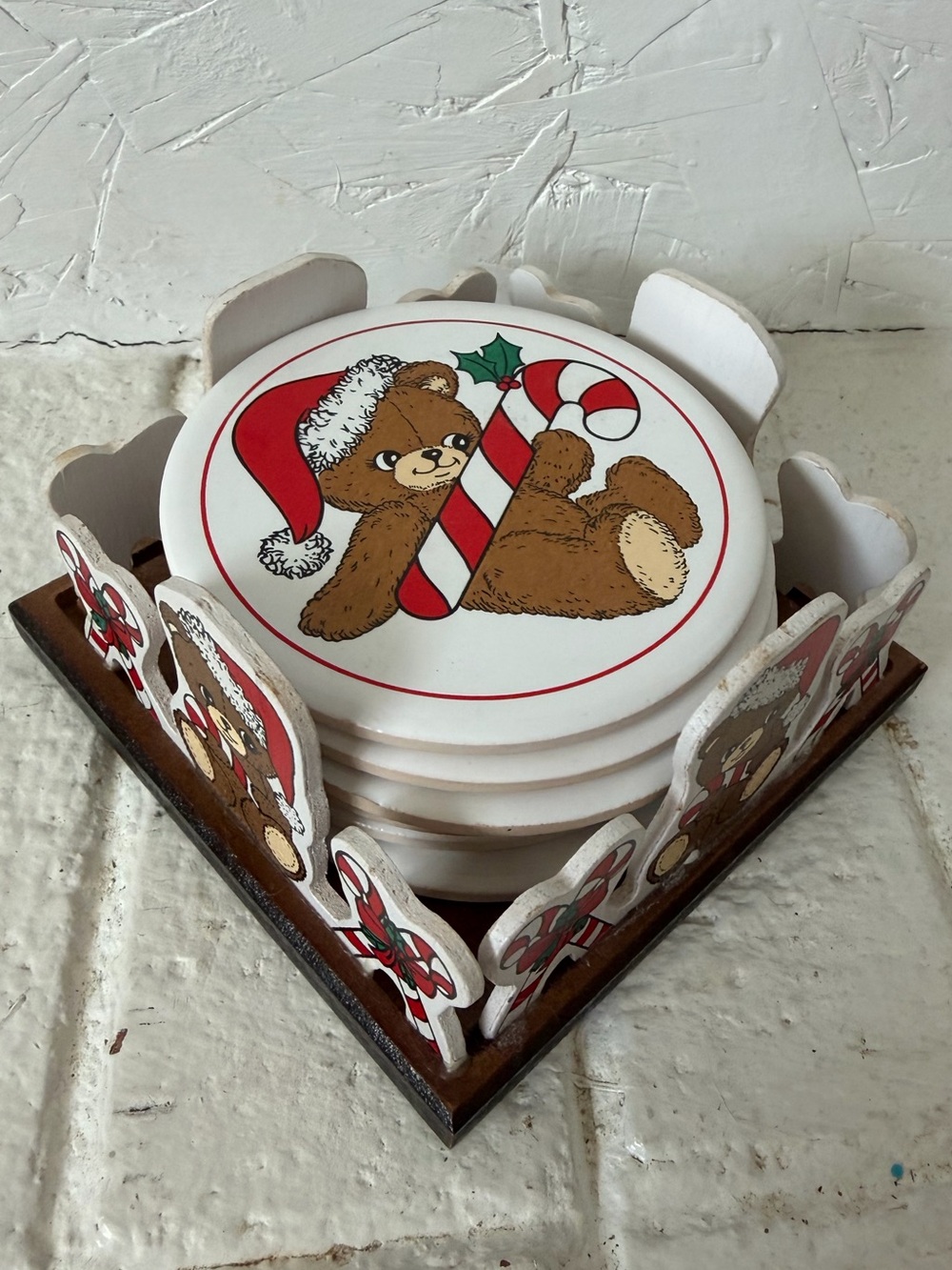 Vintage Christmas Teddy Bear Coasters